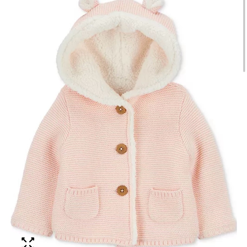 Carter’s 
Baby Girls Faux-Sherpa-Lined Hooded Cardigan, Size 3M